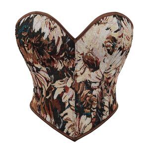 7897 Plus Size Corset Lingerie Overbust Renaissance Corset Bustier Denim